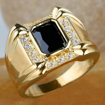 Мужское кольцо с чёрным ониксом 30244