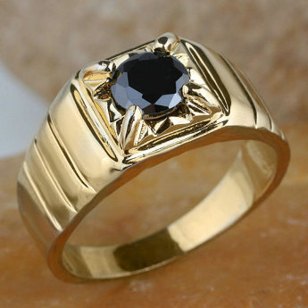 Мужское кольцо с чёрным ониксом 29857