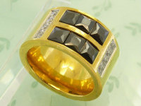 Мужское кольцо из нержавеющей стали с фианитами 30828