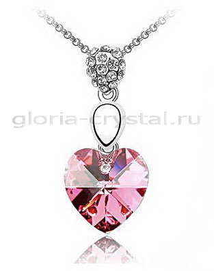 Кулон Сердце розовое с кристаллами Сваровски 29389 купить винтернет-магазине Gloria Crystal